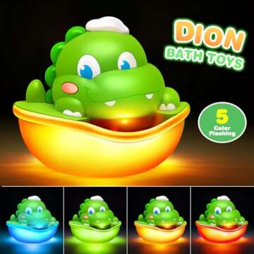 Dinosaur Baby Bath Toys Light Up Bath Bubble Machine with Colourful Light Bathtime Shower Bath Toys ...
