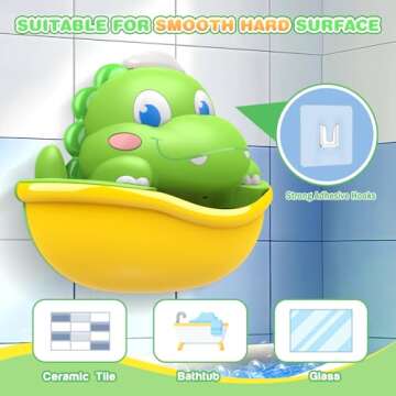 Dinosaur Baby Bath Toys Light Up Bath Bubble Machine with Colourful Light Bathtime Shower Bath Toys for Kids Ages 1-3 4-8 Birthday Gift Easter Basket Stuffers for Toddler Boys Girls