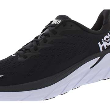 HOKA ONE ONE Clifton 8 Mens Comfort Shoes in Black/White