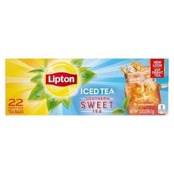 Lipton Family-Sized Black Iced Tea Bags, Southern Sweet Tea 22 ct (Pack of 6)