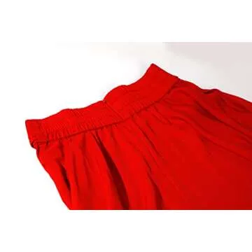 chouyatou Women's Elegant High Waisted Side Slit Irregular Bohemian Maxi Skirt with Pockets (Medium, Red)