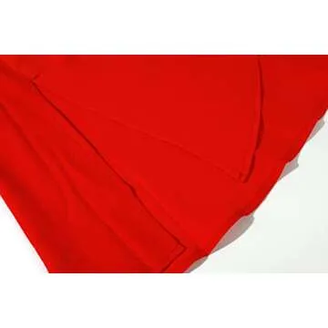 chouyatou Women's Elegant High Waisted Side Slit Irregular Bohemian Maxi Skirt with Pockets (Medium, Red)