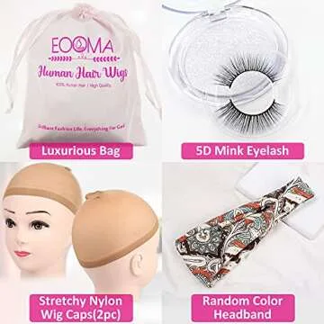 Eooma Curly Headband Wig Human Hair Wigs for Black Women 24 inch Brazilian Curly None Lace Front Wigs Human Hair Scarf No Gel Gluelees Remy Hair Headband Wig