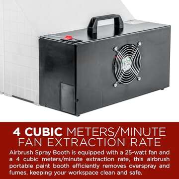 Master Airbrush Portable Station Hobby Airbrush Spray Booth - Compact Spray Paint Booth with 25W Fan, 16.5"x19"x13.5", Revolving Turntable, 5.6ft Booth Exhaust Fan Hose, Lightweight Design, Models