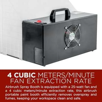 Master Airbrush Portable Station Hobby Airbrush Spray Booth - Compact Spray Paint Booth with 25W Fan, 16.5"x19"x13.5", Revolving Turntable, 5.6ft Booth Exhaust Fan Hose, Lightweight Design, Models