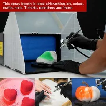 Master Airbrush Portable Station Hobby Airbrush Spray Booth - Compact Spray Paint Booth with 25W Fan, 16.5"x19"x13.5", Revolving Turntable, 5.6ft Booth Exhaust Fan Hose, Lightweight Design, Models