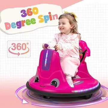 TOBBI Toddlers Bumper Car, 12v Baby Electric Ride On Snail Shape Toy with Remote Control/Children DIY Funny Stickers/360 Degree Spin for Kids of Ages 1.5-9 (Rose Red)