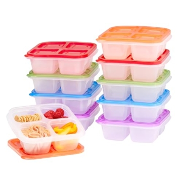 Bentgo Easyboxes 4-Compartment Snack Containers - 20-Piece Set with 10 Trays & 10 Custom-Fit Lids to...