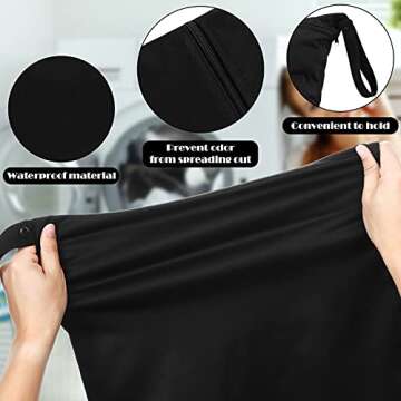 Shappy 2 Pcs Large Travel Laundry Bag Washable Waterproof Wet Dry Large Dirty Clothes Bag Bathing Workout(Solid Black)