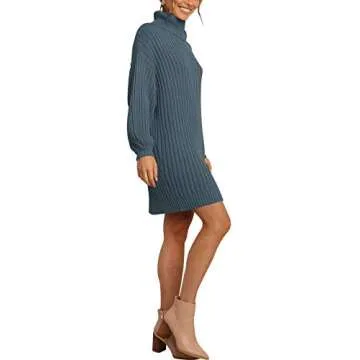 Prinbara Women Turtleneck Oversized Sweater Dress
