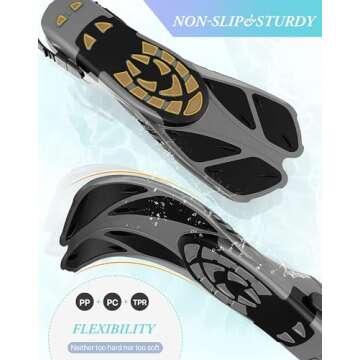 Greatever Snorkel Fins Adjustable Buckles Open Heel Swim Flippers Travel Size Short Swim Fins for Snorkeling Diving Swimming Adult Men Womens