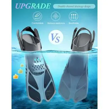 Greatever Snorkel Fins Adjustable Buckles Open Heel Swim Flippers Travel Size Short Swim Fins for Snorkeling Diving Swimming Adult Men Womens