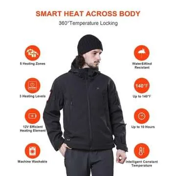 DEWBU Men's Heated Jacket with 12V Battery for Winter
