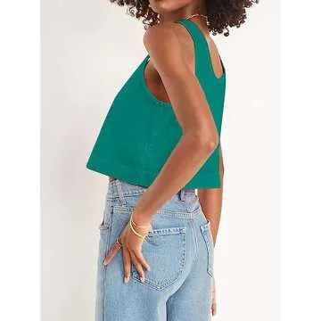 Aoysky Womens Cotton Crop Tops Casual Loose Tank Top Sleeveless Basic Cropped Athletic Yoga Workout ...