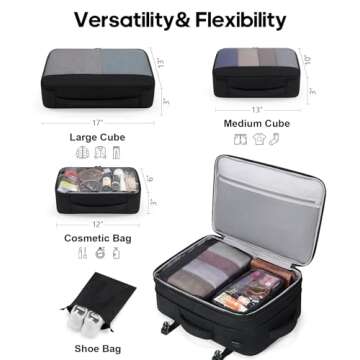 Bagsure Travel Backpack, 42L Carry on Luggage, Flight Approved Expandable Backpack, Laptop Backpack, Hidden Shoulder Straps Weekender Bags for Women Men, Suitcase with Packing Cubes and Shoe Pocket