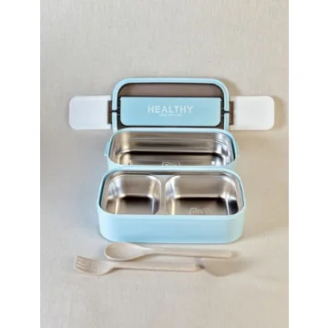 لانچ‌باکس استیل 304 دوجداره ۲۰×۱۲×۷؛ مناسب کار/دانشگاه