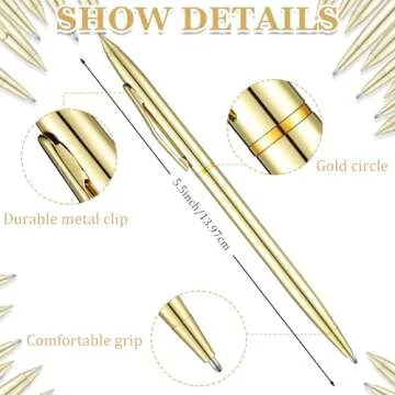 Outus 26 Pcs Metal Slim Ballpoint Pens Bulk Retractable Metallic Black Ink 1 mm Medium Point Smooth Writing for Students Teachers Men Women Uniform Office Business(Gold)
