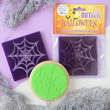 Sweet Stamp by AmyCakes Creepy Web Texture Tile for Halloween Baking