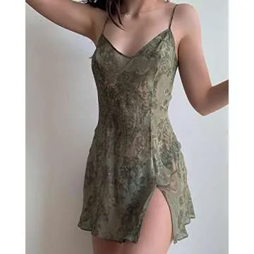 Women's Lace Vintage Mini Dress Sleeveless Spaghetti Strap