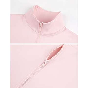 Yeokou Women's Active Zip Up Running Workout Cropped Athletic Jacket with Thumb Holes (Pink-XXL)