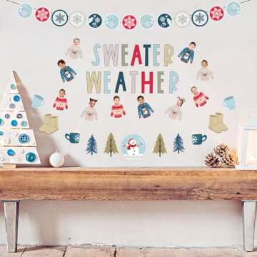 Whaline 85Pcs Winter Decoration Kit for Holiday Festivities