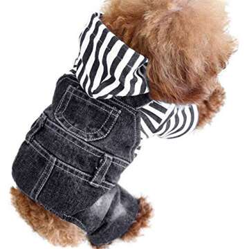 SILD Pet Denim Jumpsuit Dog Jeans Hoodies Cool Blue Coat Medium Small Dogs Classic Jacket Puppy Blue Vintage Washed Vests (S, Black)