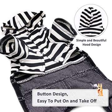 SILD Pet Denim Jumpsuit Dog Jeans Hoodies Cool Blue Coat Medium Small Dogs Classic Jacket Puppy Blue Vintage Washed Vests (S, Black)