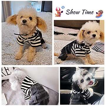 SILD Pet Denim Jumpsuit Dog Jeans Hoodies Cool Blue Coat Medium Small Dogs Classic Jacket Puppy Blue Vintage Washed Vests (S, Black)