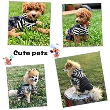 SILD Pet Denim Jumpsuit Dog Jeans Hoodies Cool Blue Coat Medium Small Dogs Classic Jacket Puppy Blue Vintage Washed Vests (S, Black)