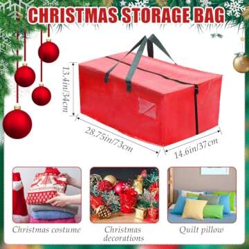 Windyun 4 Pcs Christmas Tree Storage Bags Heavy Duty Moving Bags Red Extra Large Waterproof Storage ...