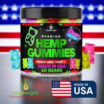 Hemp Gummies High Potency Hemp Oil Infused Gummy Bears, Natural Omega for Deep & Healthy Bedtime Relief, Fruity Tasty Hemp Edibles, Peace and Relaxation, Mood Balance-Made in USA