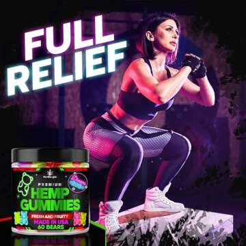 Hemp Gummies High Potency Hemp Oil Infused Gummy Bears, Natural Omega for Deep & Healthy Bedtime Relief, Fruity Tasty Hemp Edibles, Peace and Relaxation, Mood Balance-Made in USA