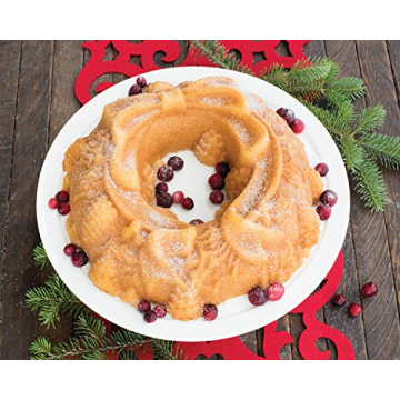 Nordic Ware Platinum Holiday Wreath Bundt Pan for Baking