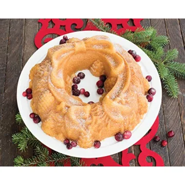 Nordic Ware Platinum Holiday Wreath Bundt Pan for Baking