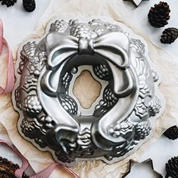 Nordic Ware Platinum Holiday Wreath Bundt Pan for Baking
