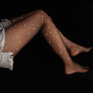 Rhinestone Fishnet Tights for Party Glamour and Style
