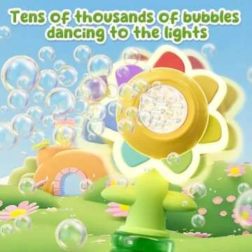 2 Pack Rechargeable Flower Bubble Guns for Kids W/LED Lights & 10 Refill Solutions, Fun Swing Dance ...