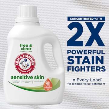 Arm & Hammer Sensitive Skin Free & Clear, 105 Loads Liquid Laundry Detergent, 105 Fl oz