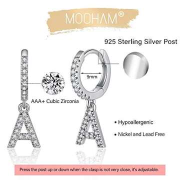 Elegant Initial Earrings for Women - Hypoallergenic Style