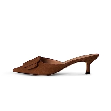 Fericzot Women's Mule Slippers - Stylish Kitten Heels Comfort