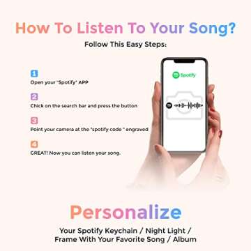 Custom Spotify Keychain with Picture,Custom Scannable Spotify Music Song Code Keychain, Photo Gift for Friends/Lover/Father/Mother/Kids, Square, 2'*3'