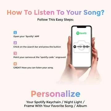 Custom Spotify Keychain with Picture,Custom Scannable Spotify Music Song Code Keychain, Photo Gift for Friends/Lover/Father/Mother/Kids, Square, 2'*3'