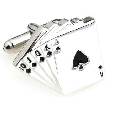 Royal Flush Poker Ace Cufflinks Gift Set