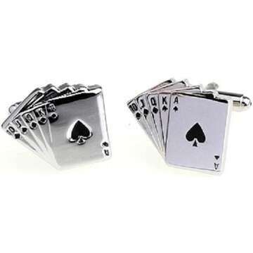 Royal Flush Poker Ace Cufflinks Gift Set