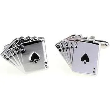 Royal Flush Poker Ace Cufflinks Gift Set