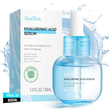 Hyaluronic Acid Serum for Face, Hydrating Serum, Microneedling Serum, EWG Certified Zealsea for Sens...
