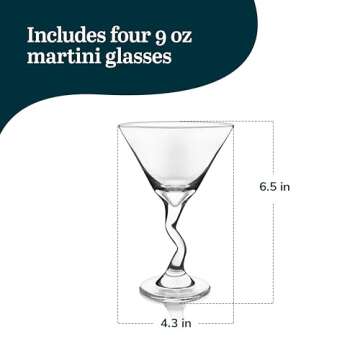 Libbey Z-Stem Martini Glasses Set of 4, Lead-Free Glasses with Z- Stem, Dishwasher Safe Martini Glasses Set for Parties