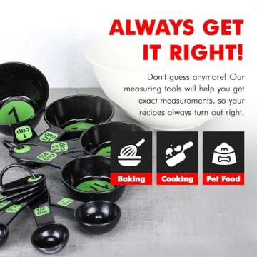 Chef Craft Easy to Ready Plastic Measuring Cup Set, 10 piece set, Green