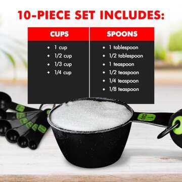 Chef Craft Easy to Ready Plastic Measuring Cup Set, 10 piece set, Green