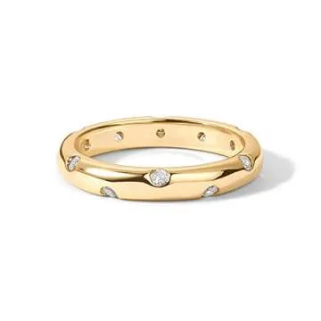 PAVOI Gold Plated Cubic Zirconia Band Ring for Women